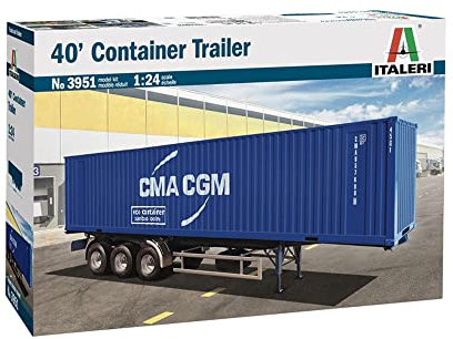 Italeri Trailer 40 ft 1:24 Container 100 cm, modellismo, Fai da Te, Hobby, Colla, Kit di Costruzione in plastica, Dettagliato, Colore Blu, 3951S
