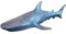 MichaelNoll Hai Haifisch Fisch Dekofigur Skulptur Statue Polyresin Modern - Maritime Deko für Wohnung in Holz-Optik Blau - Dekoration für Wohnzimmer, Schlafzimmer oder Badezimmer - 41,5x18,5x13H cm