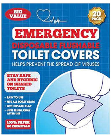 Disposable Flushable Toilet Seat Covers x 20 Emergency Throw Away Hygiene Prevention