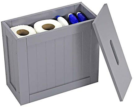 Greenfields Grey Wooden Bathroom Multi Purpose Storage Unit Laundry Hamper Toilet Cleaning Tidy Box Unit Cupboard Space Saving Design Keeps Bathroom Tidy & Organised