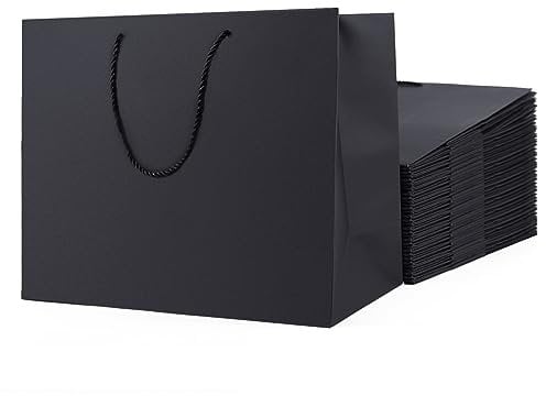 SHIPKEY 10 Stück extra große Geschenktüten | 40 x 15 x 30 cm schwarze Geschenktüten, Geschenktüten für Männer, Hochzeitsgeschenktüten, schwarze Papiertüten