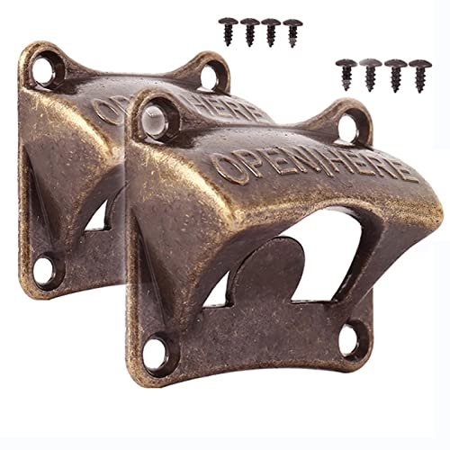 Eterspr 2PCS Abridor de Botellas para Montaje en Pared, Diseño Retro Abrebotellas de Cerveza de Pared, para Bares, Restaurantes, Cafeterías, Cocinas