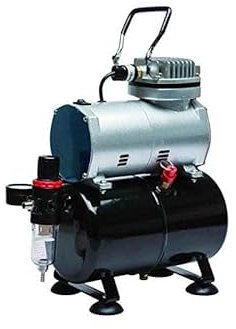 Compresor de aerografia con calderin 3 L. Presion regulable 0-6,5 Bar. Manometro, filtro y valvula de seguridad incluido