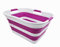 SAMMART 30L Collapsible 3 Handled Plastic Wäschekorb - Faltbarer Pop-Up-Vorratsbehälter/Organizer - Tragbare Waschwanne - Platzsparender Korb/Korb (Weiß/Lila)