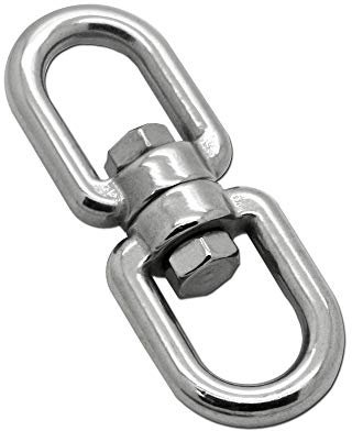 Constrabo®| Gancho giratorio de doble extremo ojo a ojo M13 de acero inoxidable AISI316 V4A | BL 5000g, 13mm | Grillete giratorio, eslabón giratorio de cadena, anillo giratorio para parrilla giratoria