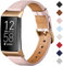 CeMiKa Strap Compatible with Fitbit Charge 4/3, Genuine Leather Replacement Wristband for Charge 4/3 Tracker, Pink/Rose Gold