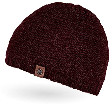 Neverless® Coole Herren Strickmütze mit Fleece gefüttert, Mütze mit Futter, Winter-Mütze Bordeaux-Melange Unisize