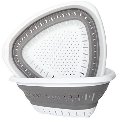 Bilieasy Passoire de cuisine pliable et passoire alimentaire, respectueux de l'environnement, non toxique, facile à nettoyer (gris, 1 pièce)