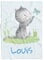 Personalisedog Personalisierte Babydecke mit eigenen Namen, Kätzchenmotiv & Farbauswahl | Individuelle Baby Decke Namensdecke mit graue Katze Motiv (Kätzchen mit Schmetterling 2), 80 x 110 cm
