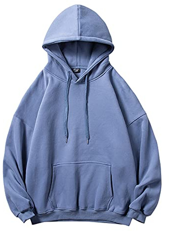 Sweat à capuche à manches longues pour homme avec fermeture éclair intégrale et poche avec cordon de serrage réglable, bleu, XL