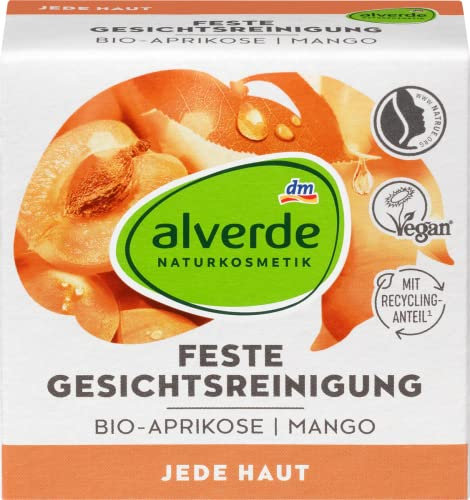 alverde NATURKOSMETIK Feste Gesichtsreinigung Bio-Aprikose und Mango für jede Haut, 75 g