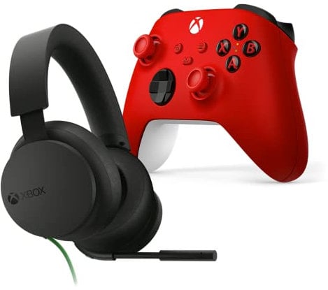 Xbox Wireless Controller – Pulse Red + Xbox Stereo Headset