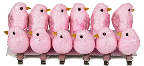 LICHENGTAI 12 Stück Künstliche Vögel Glitzer Pailletten Federschaum Vögel Falsch Vögel Garten Ornament Weihnachtsbaumschmuck Hochzeit Weihnachten Dekoration Garten Zweige Deko