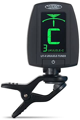 Classic Cantabile UT-4 Ukulelen Clip Tuner - Stimmgerät für Ukulelen - Zum Anklemmen an die Kopfplatte - Spezielle Modi für C- und D-Stimmung - Zusätzlicher chromatischer Modus - 360° drehbarer Kopf