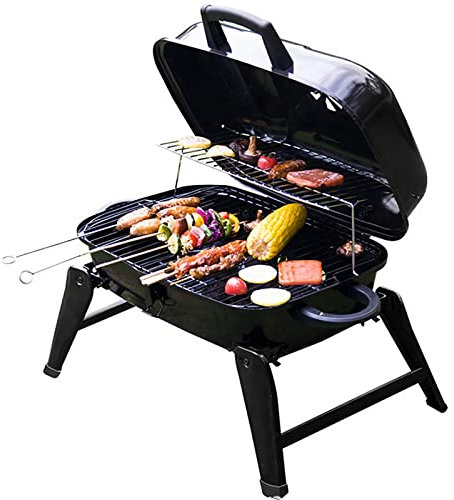 THREMA Mini Small BBQ Smoker Grill, Holzkohlegrill für 3-5 Personen, 23,6 x 13,8 x 13 Zoll, tragbarer Holzkohlegrill, Edelstahl, für Reisen, Kochen im Freien und Grillen, Campinggrill-Picknick