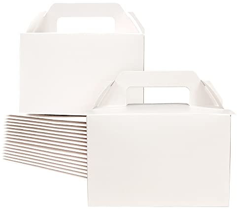 FEXTA Slice Cake Case White Boxes with Handle - (50 Pack) 6.1 x 4.1 x 4.0 Disposable Paper Box For Bakery Macaron Pastries Cookies Pie Cupcakes Muffins Piece Cake Containers