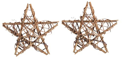 Warmhm 2 Stück Rattan-webkranz Weihnachtsschmuck Zum Aufhängen Pentagramm-Ornament Hellbraun Weihnachtsdeko Für Zuhause