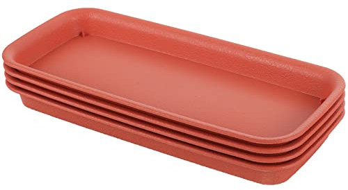 GANAZONO 4pcs Rectangular Planter Tray Flower Plant Saucers Plastic Plant Drip Tray Garden Plant Water Catcher Flower Pot Bottom Seat for Indoor and Outdoor Decoration