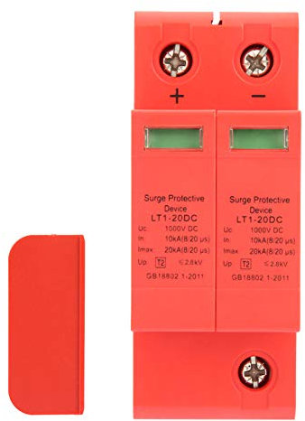 2P Überspannungsableiter, 1000V Dc Überspannungsschutzgerät Hauscomputer Photovoltaik Blitzschutz Niederspannungsableiter, Standard 35Mm/36Mm Führungsschieneninstallation (20KA)