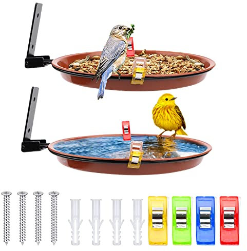 2 Stück vogeltränke, Vogelhaus Garten Vogeltränke Balkon Vogelhaus zum Aufhängen Vogelfutterspender Vogelhaus mit Ständer Wetterfest Für Balkon Garten Terrasse Dekoration(Braun)