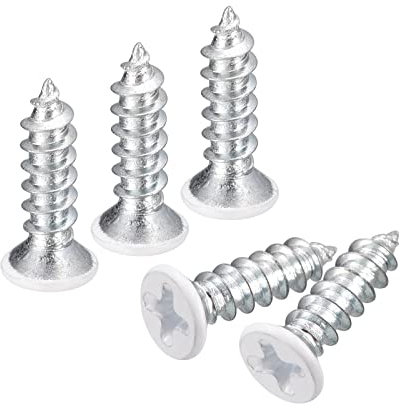 QUARKZMAN ST4x15mm Blanc Vis Autotaraudeuse, 25pcs Plat Tête Phillips Bois Vis pour Travail Bois