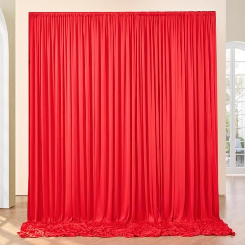 HBBMAGIC 2 Stücke 1,5×3cm Rot Hintergrund Vorhänge für Hochzeit Party 100% Polyester Falten freie Rot Hintergrund Vorhänge für Geburtstag Taufe Baby Dusche Braut Dusche Fotowand