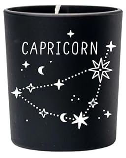 Original Soy Wax Zodiac Duftkerze Tierkreiszeichen: Steinbock - aus 100% veganem Sojawachs - Aromatherapie Schwarze Kerzen - Sternzeichen Duftkerzen im Glas - Duft: Harmony