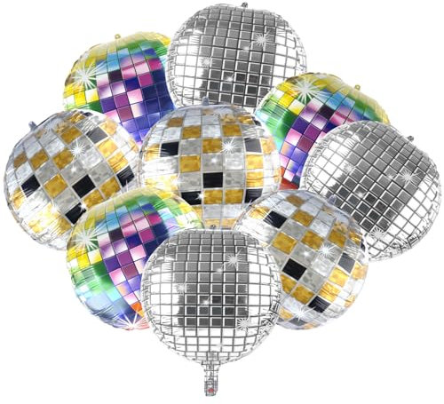 Discokugel Luftballon, 9 Stück Disco Balls Ballons Mehrfarbige Disco Folienballons 22 Zoll 4D Luftballons Folienballon Geburtstag für DiscoMottoparty Geburtstag Party mitzvah Abschlussfeier (9)