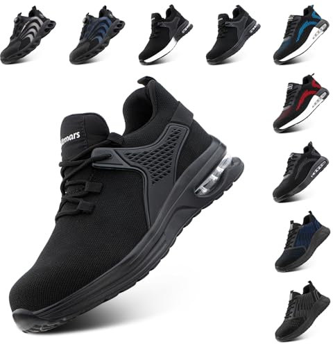 Hitmars Zapatos de Seguridad para Hombre Zapatillas de Seguridad Mujer Zapatos Trabajo s3 Calzado Seguridad Safety Shoes Calzado Trabajo Negro EU 41
