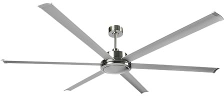 Abrila - Ventilador DC SANSON | Color Níquel con seis Aspas de Aluminio en Color Plata | con 6 Velocidades Ajustables | Con Temporizador y Mando a Distancia Incluidos | Ideal para Grandes Espacios