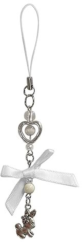 Metall-Schlüsselanhänger mit Hase, Schleife, Schlüsselanhänger für Taschen, Rucksäcke, Handy-Charm, Romantiker, Handyanhänger, Ornament, 2, One size