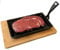 Cast Iron Skillet Steak Sizzler Serving Pan Plate Fajitas Dish + Wooden Board