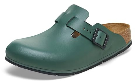 Birkenstock Damen Herren Boston Pro Hausschuhe Leder Pantoletten - Clogs - Zertifiziert nach EN ISO 20347:2043 - Berufsschuhe für Medizin, Gastronomie und Service