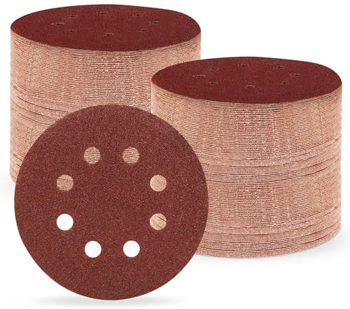 150 Stück Schleifpapier 125mm Klett, 60 Körnung Profi 125 Schleifscheiben Rund 8 Loch für Exzenterschleifer (150 Stück,60 Körnung）
