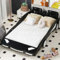MYBOO Autobett 140 x 200 cm, Cooles Auto Kinderbett für kleine Rennfahrer, Einzelbett Polsterbett Kinder Spielbett Jugendbett Auto-Modellbetten mit Stauraum und Lattenrost, PU, ohne Matratze, Schwarz