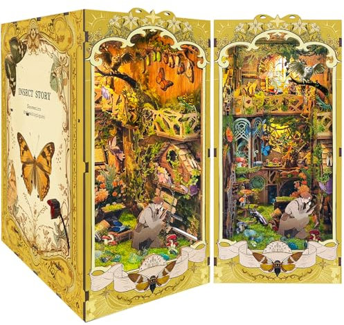 Ulikey Book Nook Kit, Puzzle 3D en Bois, Book Nook Maison de Poupee Miniature a Construire, DIY Kit Maison Miniature avec Lumière LED, Cadeau Personnalisé pour Adultes Adolescents