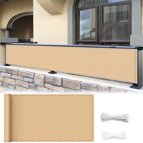 Brise-vue pour balcon - 120 x 240 cm - Protection UV - Filet de protection contre les UV - Filet de protection en maille avec corde - Jaune sable