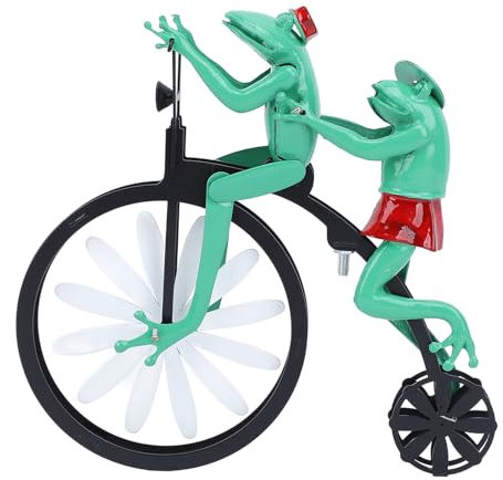 Frosch-Ornament-Windspiel mit Stehendem Vintage-Fahrrad, Fahrrad-Windspiel mit Stehender Stange, Garten, Hof, Rasen, Dekoration, Frösche, Mantis-Schmetterling auf Einem Fahrrad,