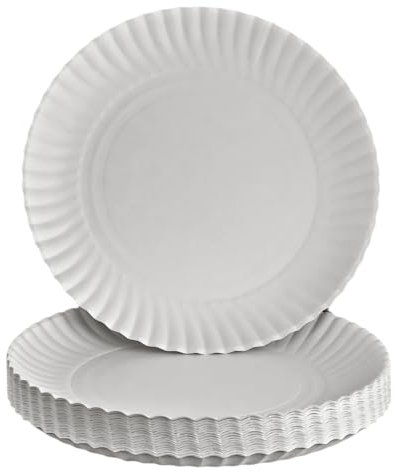 Clarina Piatti di carta, 50 pezzi, rotondi, 23 cm, bianchi, piatti usa e getta, piatti di carta, piatti per feste