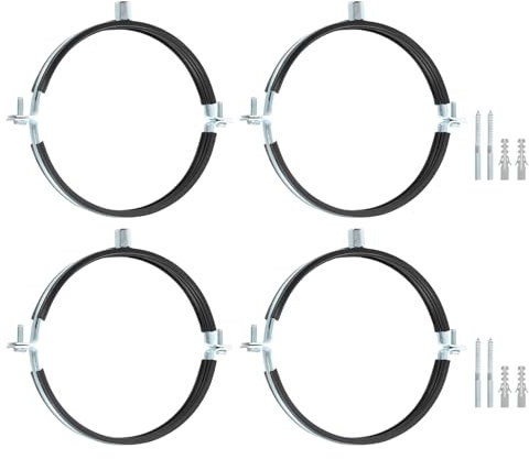 sourcing map 4 Pcs Adjustable Pipe Bracket Clamp, 6(152mm) Wall Ceiling Mount Split Ring Pipe Hanger Galvanized Iron Pipe Strap Support with Screw & Expansion Tube for Pipe Tube