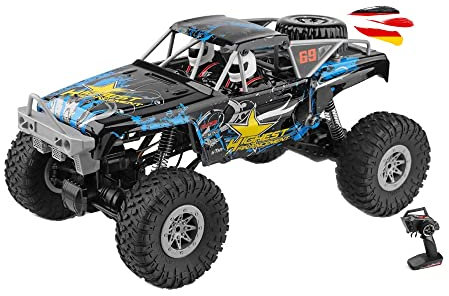 RC Ferngesteuerter 4WD Off-Road Geländewagen im Maßstab 1:10, Kletterfahrzeug mit proportionaler Steuerung, 280-Bit Brushed Elektromotor, RTR Monstertruck, Crawler, Buggy, Truggy f. Kinder, Erwachsene