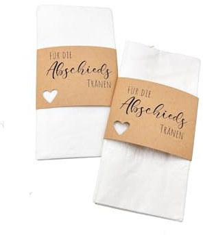 25x LittleVeeDesign Kraftpapier Banderolen für Taschentücher | Deko Beerdigung für die Abschiedstränen - Mit Herz Design -Taschentücher für Abschiede, Abschiedsgeschenk oder Geschenk zur Trauerfeier