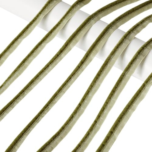 AHANDMAKER 10 Yards Paspelschrägband 1/2 Zoll Paspelbesatz Mit Kederschnur Polyester Lippenkordelbesatz Zum Nähen von Kleidungsstücken Polsterzubehör DIY Basteln Olivgrün