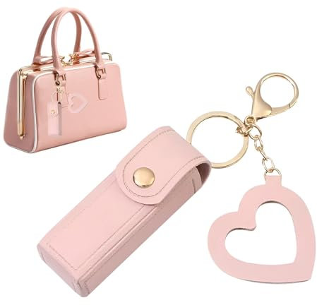 Lipstick Small Storage Bag - Small Lipstick Organizer, Leather Lipstick Case | Makeup Travel Cases, Case with Love Pendant for Lipstick Lip Gloss Perfume Fingernail Polish Small Lipstick Bag for Women