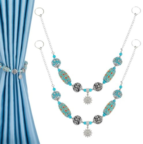 PH PandaHall 2 Stück Vorhang Raffhalter Perlen Gardinen-Halfter Boho Vorhang Krawatten Vorhang Pull Backs mit Ringen zum Verbinden für Home Office Zimmer Vorhänge Vorhänge Dekor, 45cm
