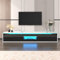 Meuble TV laqué Brillant Bicolore Noir et Blanc - Éclairage LED RGB 16 Couleurs réglables - Style Contemporain pour Salon Moderne/Appartement (Blanc + Noir)