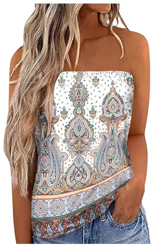 Lila Bandeau Top Damen Atmungsaktiv Summer Tops Sexy Stretch Tube Top Schulterfreies Einfarbige Oberteil Ärmellos Casual Strand Trägerloses Bluse Rückenfreies Sommershirt Loose Backless Blusentops S