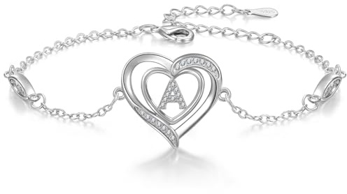 Cosie Lily Armband Damen Silber 925, Herz Armband Mit Buchstaben Schmuck