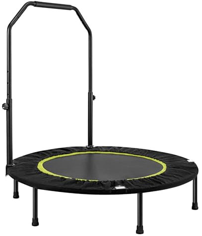 LN COZY CORNER Foldable Fitness Trampoline, Max 485lbs(220kg), Rebounder Exercise Trampolines with Adjustable Handrail, Indoor/Outdoor Mini Trampoline for Home Workout (Green, 40 inch)