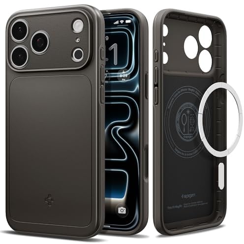 Spigen iPhone 17 Pro Max Hülle Thin Fit MagFit -Gunmetal | Kompatibel mit MagSafe, Military-Grade Schutz, Slim & Leicht, Einfache Montage